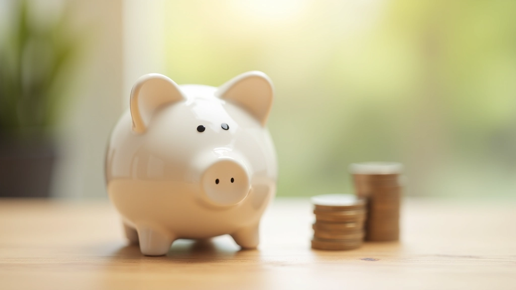 Sparschwein und Euro-Münzen auf hellem Hintergrund mit natürlichem Licht