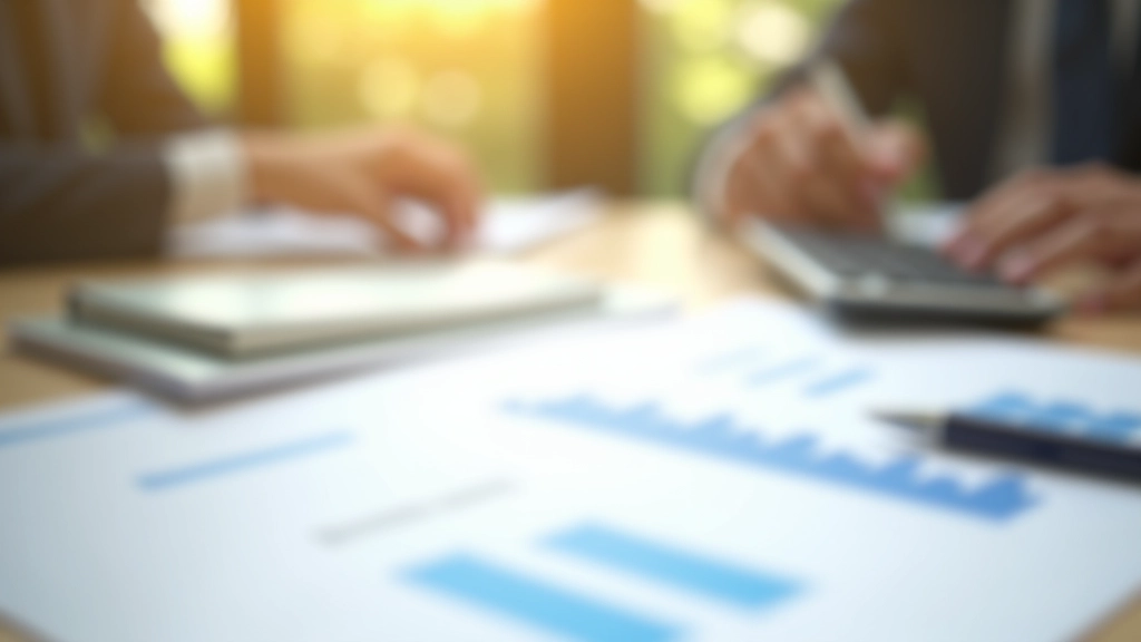 Finanzplan mit Diagrammen und Taschenrechner auf Schreibtisch